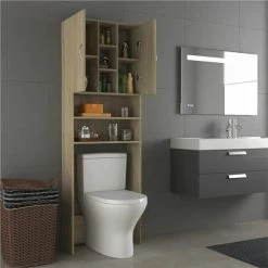 Brand new 🎁 Washing Machine Cabinet Sonoma Oak 64x25.5x190 cm ✔️ -Appliances Sales Store Washing Machine Cabinet Sonoma Oak 64x25 5x190 cm 485382 4