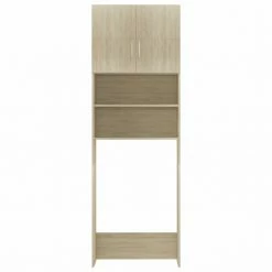 Coupon 🎉 Washing Machine Cabinet Sonoma Oak 64x25.5x190 cm Chipboard 👏 -Appliances Sales Store Washing Machine Cabinet Sonoma Oak 64x25 5x190 cm Chipboard 428006 5