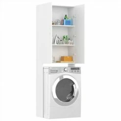 Cheap 😉 Washing Machine Cabinet White 64x25.5x190 cm 🥰 -Appliances Sales Store Washing Machine Cabinet White 64x25 5x190 cm 486824 2