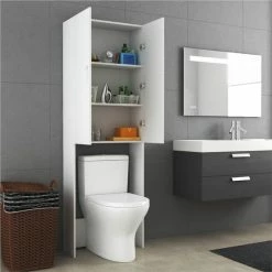 Cheap 😉 Washing Machine Cabinet White 64x25.5x190 cm 🥰 -Appliances Sales Store Washing Machine Cabinet White 64x25 5x190 cm 486824 4