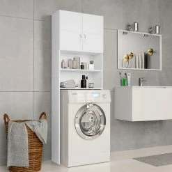 Best Sale ⌛ Washing Machine Cabinet White 64x25.5x190 cm Chipboard 👏