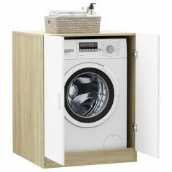 Top 10 😉 Washing Machine Cabinet White and Sonoma Oak 71x71.5x91.5 cm 🛒 -Appliances Sales Store Washing Machine Cabinet White and Sonoma Oak 71x71 5x91 5 cm 486667 2