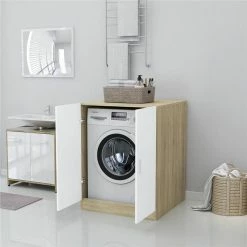 Top 10 😉 Washing Machine Cabinet White and Sonoma Oak 71x71.5x91.5 cm 🛒 -Appliances Sales Store Washing Machine Cabinet White and Sonoma Oak 71x71 5x91 5 cm 486667 3