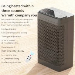 Cheapest ✨ YND-1200D 1500W Desktop Mini Electric Heater, PTC Ceramic Space Heater, Remote Control, Touch Screen, 3-Gear Adjustment - EU Plug 🤩 -Appliances Sales Store YND 1200D 1500W Desktop Mini Electric Heater EU Plug 512227 3