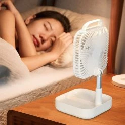 New ❤️ Smart Portable Folding Fan Adjustable Angle Mute Shaking Head Four Modes 10000mAh Battery Removable Cleaning For Office Outdoor ☀️ Summer Cooling - White 🎉 -Appliances Sales Store lf01 1 white folding fan screwdriver dust bag 1589438098772