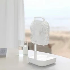 New ❤️ Smart Portable Folding Fan Adjustable Angle Mute Shaking Head Four Modes 10000mAh Battery Removable Cleaning For Office Outdoor ☀️ Summer Cooling - White 🎉 -Appliances Sales Store lf01 1 white folding fan screwdriver dust bag 1589438100494